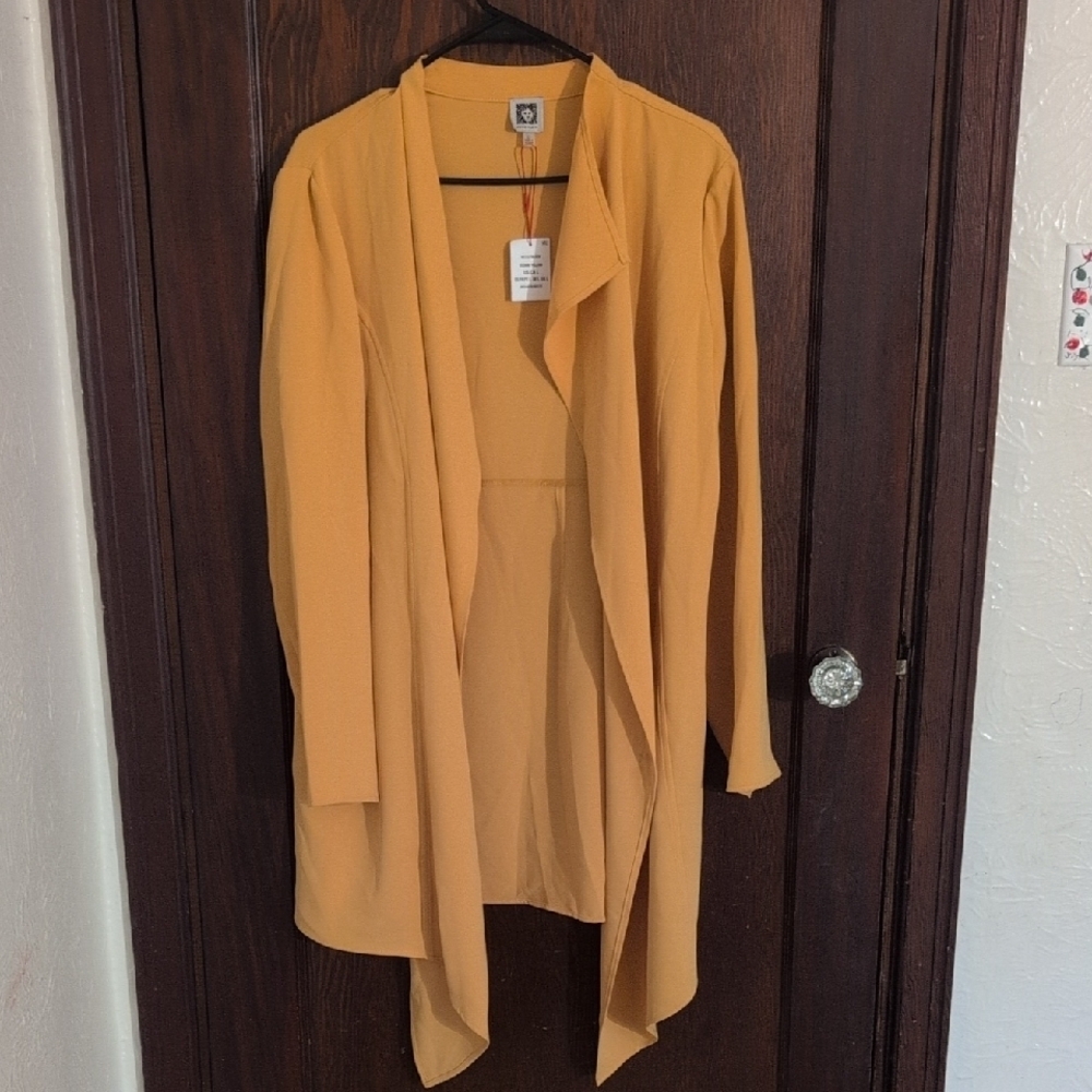 New With Tags Anne Klein Mustard Yellow 💛 Open Front Cardigan Size Large
